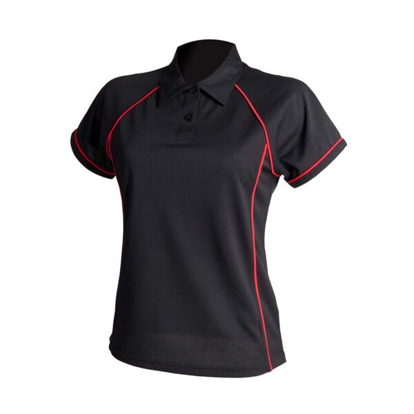Women's piped performance polo Thumbnail